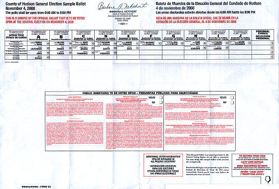 New Jersey 2008 Sample Ballot