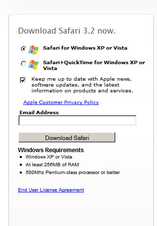 Safari Download Choices